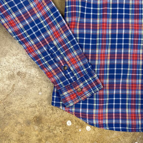 Abercrombie & Fitch Women’s Medium Y2K Plaid Button Up Shirt‎ Red Blue Cotton - Picture 3 of 10